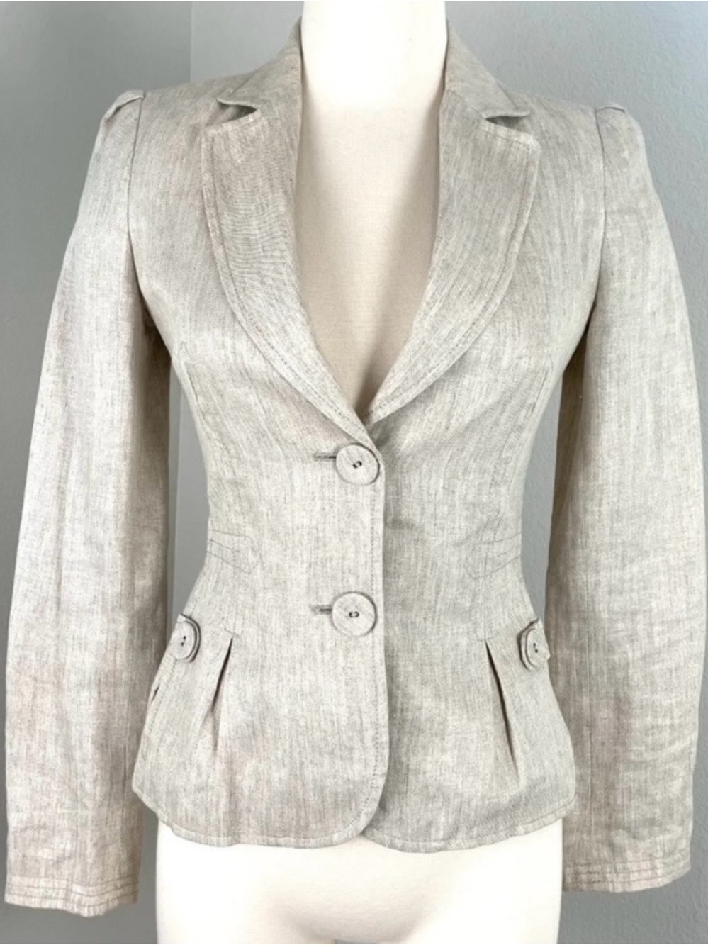 MNG by Mango Ladies Linen Jacket Blazer Size 4